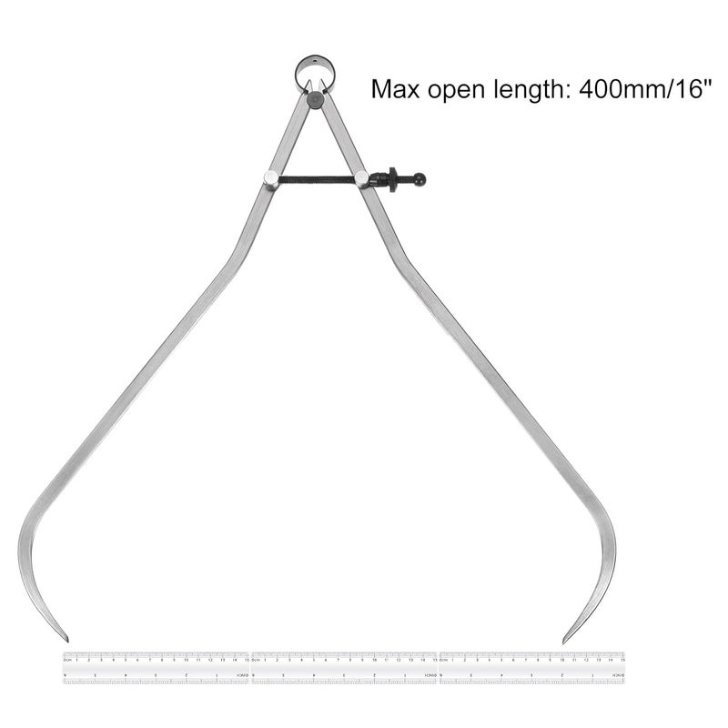 Kozelo Spring Joint Caliper - [16 Inch] Carbon Steel Adjustable Spring Outside Caliper with Solid Nut for Metalworking Drawing Use, Silver Tone - Image 5